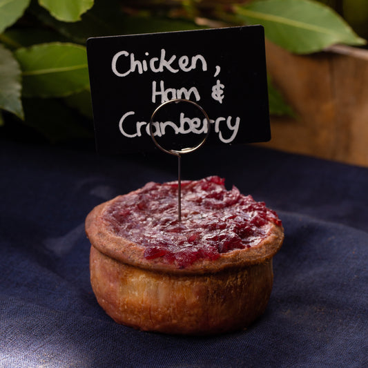 Picnic Chicken & Ham Pie with Cranberry Top